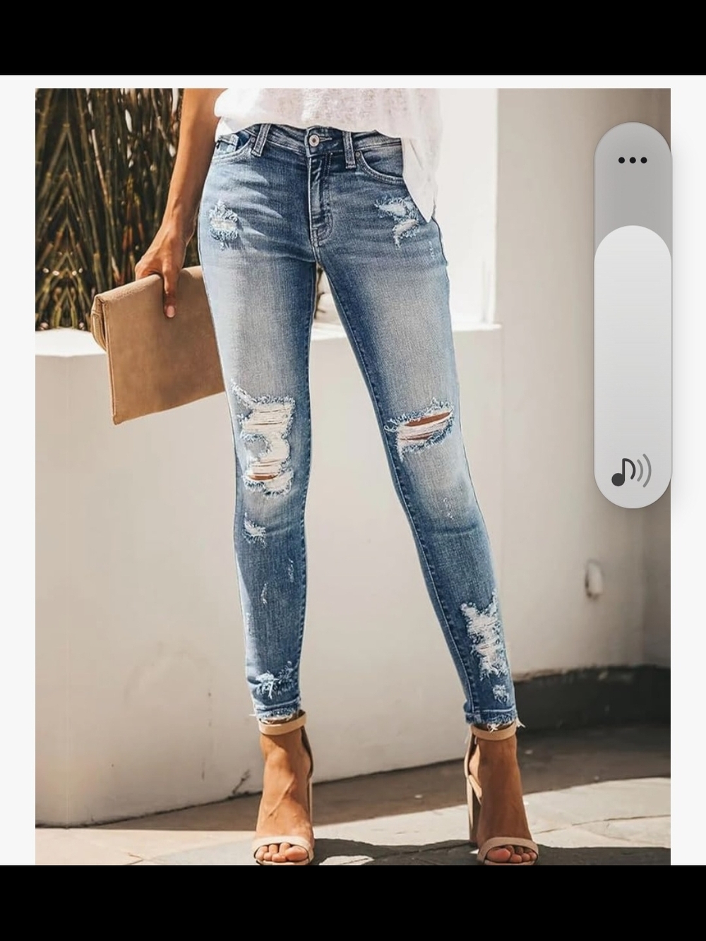 Kunmi (Amazon) Light Wash Distressed Skinny Jeans - Blue